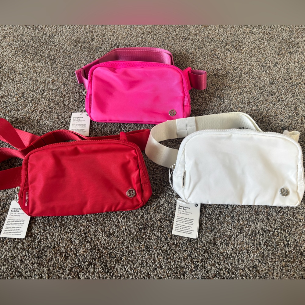 Valentine’s Day girly bundle set 3 lululemon everywhere belt bags pink red white